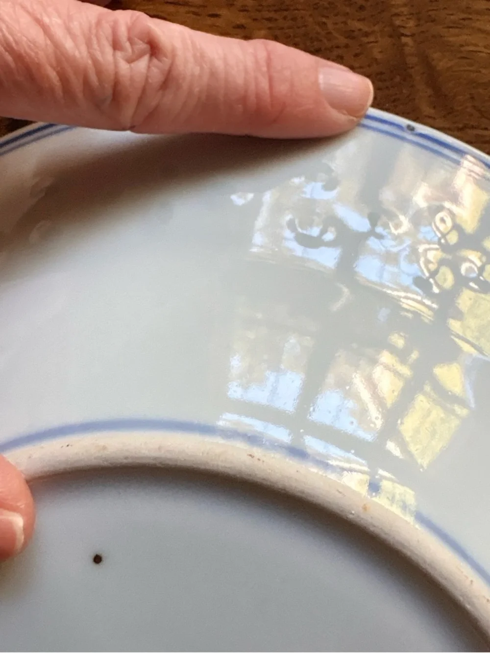 Vintage Jingdezhen Rice Grain Rice Bowl Porcelain Blue and White ~9 inches